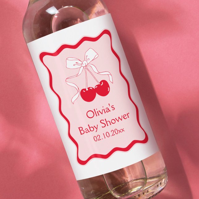 Cherry On Top Baby Shower Mini Champagne Wine Label (Creator Uploaded)