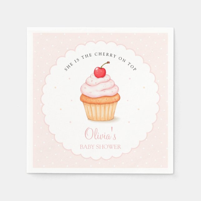 Cherry on Top Baby Shower Napkin (Front)