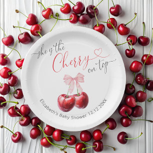 Cherry on Top Baby Shower Paper Plate