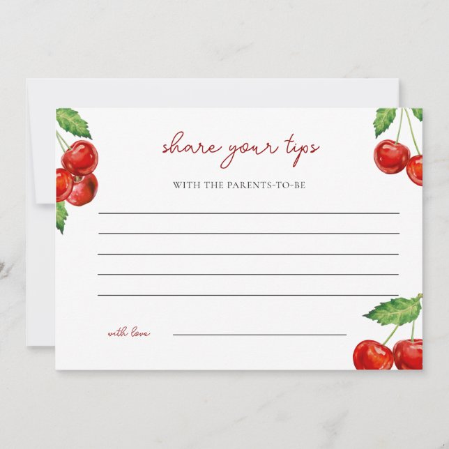 Cherry on top Baby Shower Parenting Tip Jar Sign Holiday Card (Front)