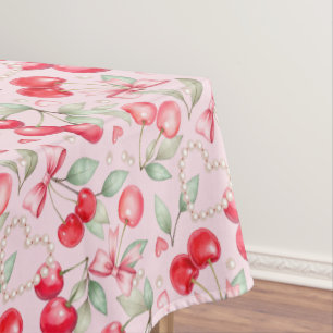 Cherry on Top Baby Shower Pink Coquette Tablecloth