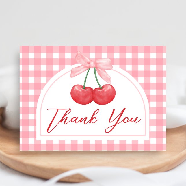 Cherry on Top Baby Shower Thank You Card (Gingham Cherry Baby Shower Thank you Card
)