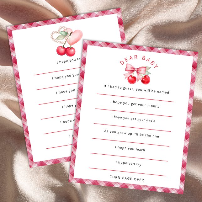Cherry on Top Baby Shower Wishes for Baby Game (Cherry Baby Shower Game)