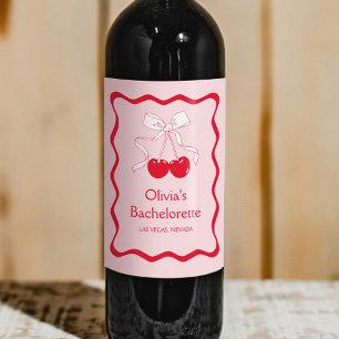 Cherry On Top Bachelorette Party Wine Label