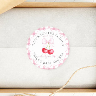 Cherry On Top Bow Baby Shower Thank You For Coming Classic Round Sticker