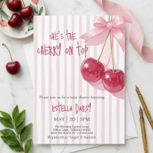Cherry On Top Bow Cherry Baby Shower