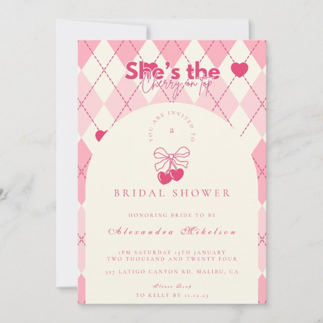 Cherry On Top Bridal Shower Invitation (Front)