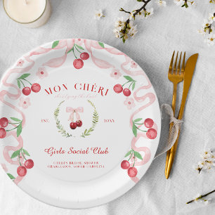 Cherry on Top Bridal Shower Paper Plate