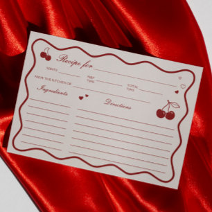 Cherry On Top Bridal Shower Recipe Card