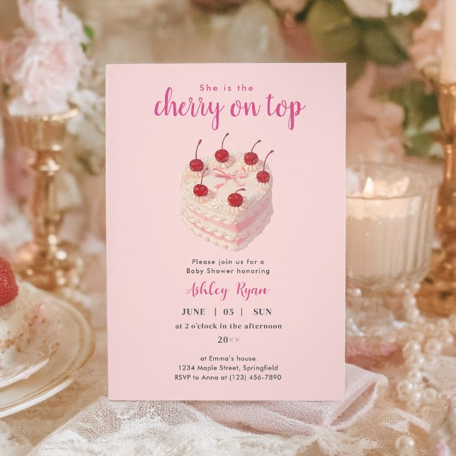 Cherry on Top Cake Baby Shower invitation (Creator Uploaded)
