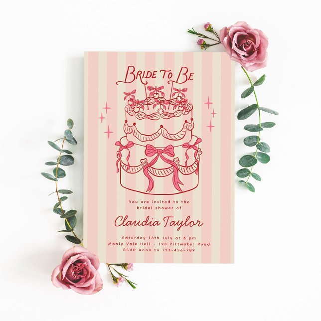 Cherry on Top Cake Chic Bridal Shower Invitation (Creator Uploaded)