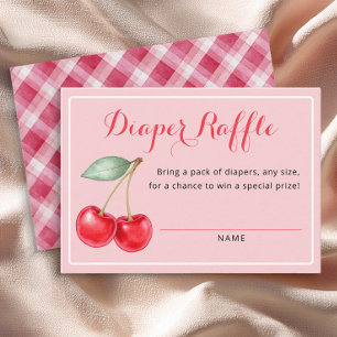 Cherry on Top Coquette Baby Shower Diaper Raffle Enclosure Card