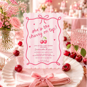 Cherry On Top Coquette Baby Shower Invitation
