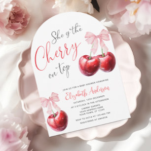 Cherry on Top Coquette Baby Shower Invitation