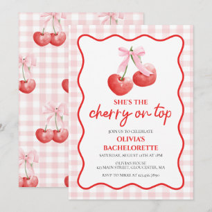 Cherry on Top coquette bachelorette party Invitation