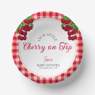 Cherry on top Fall Gingham Plaid Baby Shower  Paper Plate