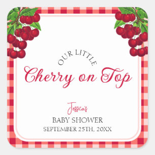 Cherry on top Fall Gingham Plaid Baby Shower  Square Sticker