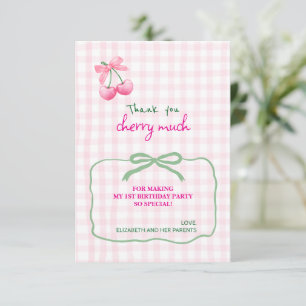 Cherry On Top First Birthday Thank You Card