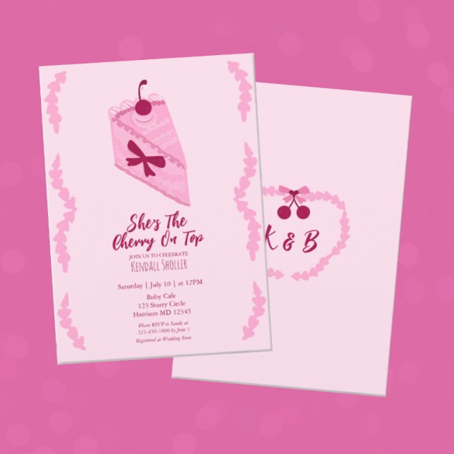 Cherry on Top Fun Bridal Shower Invitation (Creator Uploaded)