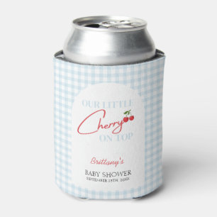Cherry on Top Gingham Chequered Baby Shower Can Cooler