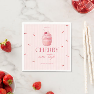 Cherry on top girl 1st birthday napkin
