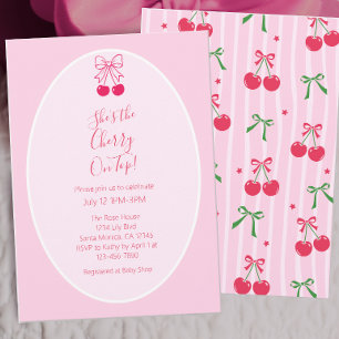 Cherry On Top Girl Baby Shower Invitation
