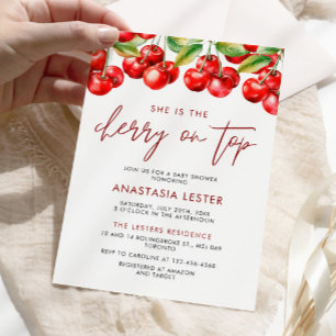 Cherry on Top Girl Baby Shower Invitation