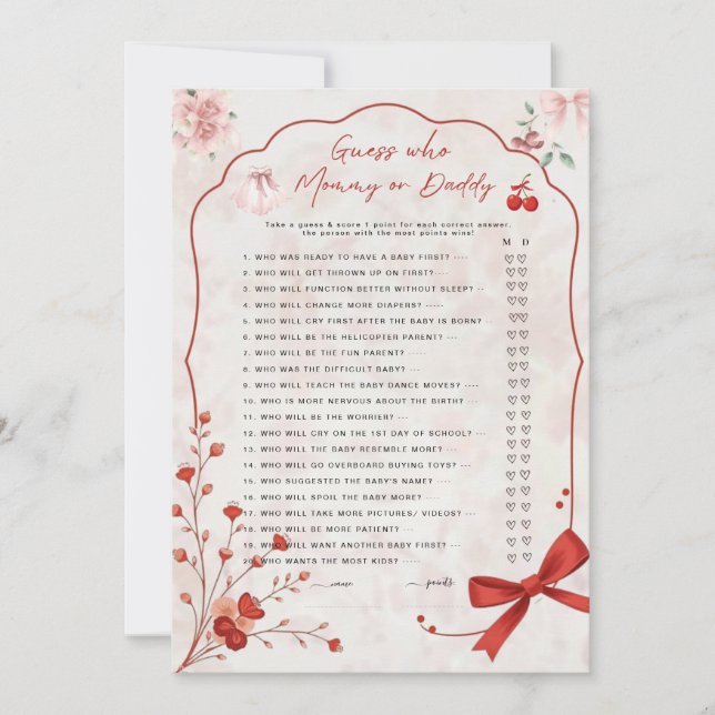 Cherry on Top Guess Who Game | Mummy or Daddy Pink (Front)