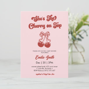 Cherry on Top hand drawn girl Baby Shower Invitation