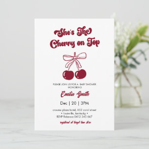 Cherry on Top handdrawn Baby Shower Invitation