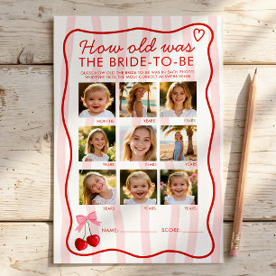 Cherry On Top How Old Red Pink Bridal Shower Game