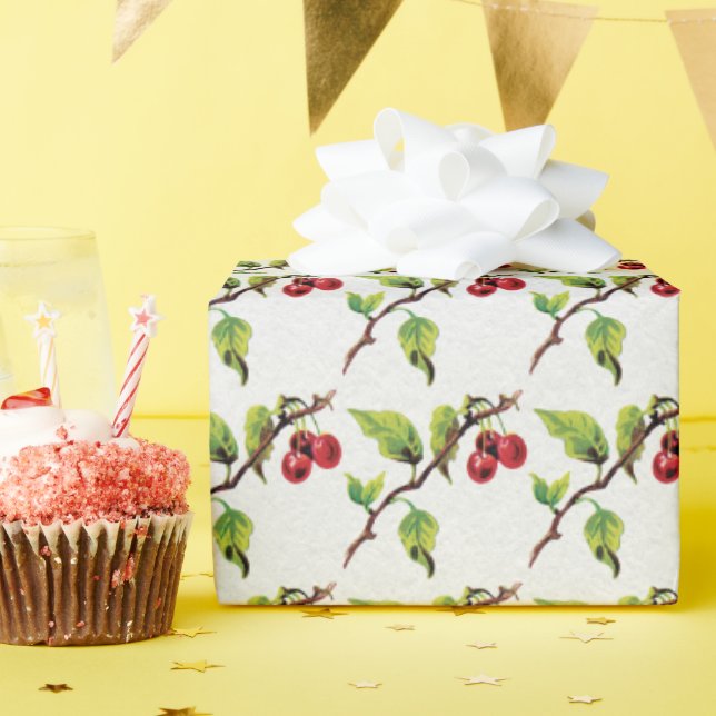 Cherry on Top Pattern  Wrapping Paper (Birthday Party)