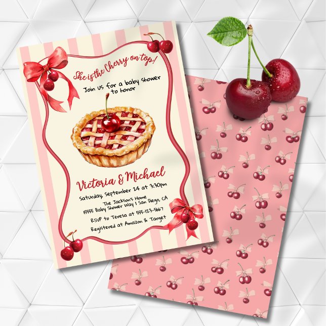 Cherry on top Pie Baby Shower Invitation (Creator Uploaded)