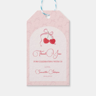 Cherry on Top Pink Bow Baby shower Gift Tags