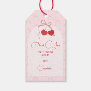 Cherry on Top Pink Bow Birthday Gift Tags