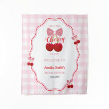 Cherry On Top Pink Bow Bridal Shower Back Drop 