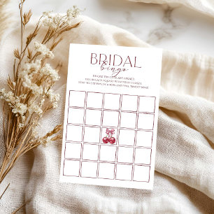 Cherry On Top Pink Bow Bridal Shower Bingo Game