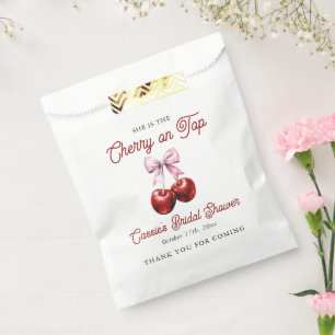 Cherry On Top Pink Bow Bridal Shower Thank You Favour Bags