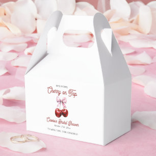 Cherry On Top Pink Bow Bridal Shower Thank You Favour Box
