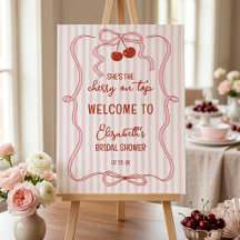 Cherry on Top Pink Bow Classy Stripes Welcome