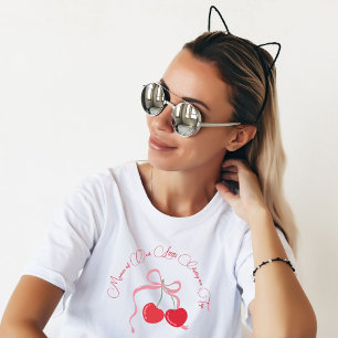 Cherry on Top Pink Bow Mother's Birthday T-shirt