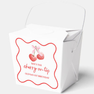 Cherry on Top Pink Bow preppy birthday Favour Box