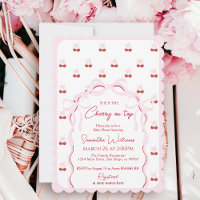 Cherry on Top Pink Bow Red Baby Girl Shower