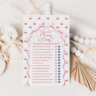 Cherry on Top Pink Bow Red Baby Shower Game