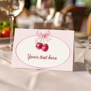Cherry on Top Pink Coquette Baby Shower Food Tent Place Card