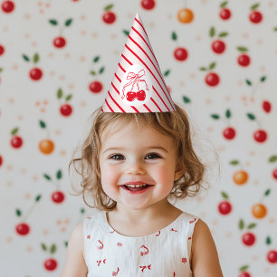 Cherry on Top Pink & Red Cherry Birthday Party Hat