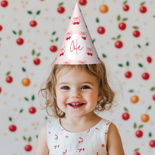 Cherry on Top Pink & Red Cherry Birthday Party Hat