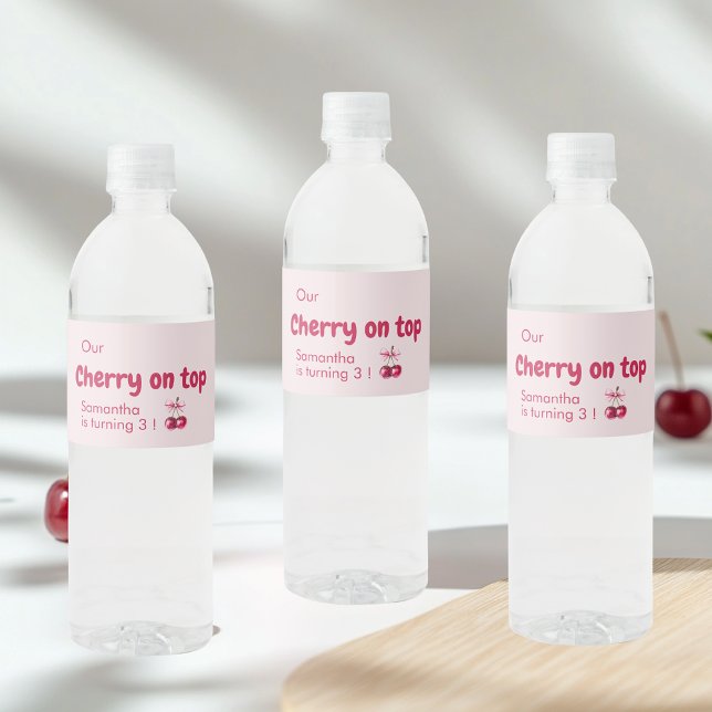 Cherry on Top Pink Water Bottle Label (Creator Uploaded)
