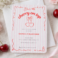 Cherry on Top Red Pink Bow Cherries Baby Shower