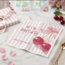 Cherry On Top Red Summer Retro Bow Baby Shower